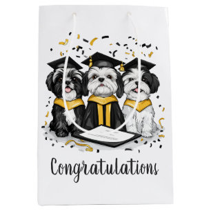 Congratulations Graduation Shih Tzu Dogs Medium Gift Bag