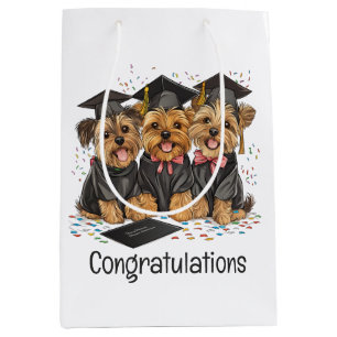 Congratulations Graduation Yorkshire Terrier Dogs Medium Gift Bag
