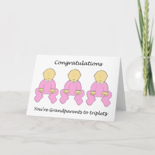 Congratulations  Grandparents to girl triplets. Card
