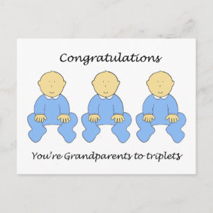 Congratulations Grandparents to Triplet Boys Postcard