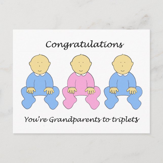 Congratulations Grandparents to Triplets Postcard (Front)
