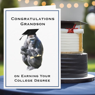 Congratulations Grandson  Degree Funny Gorilla Card