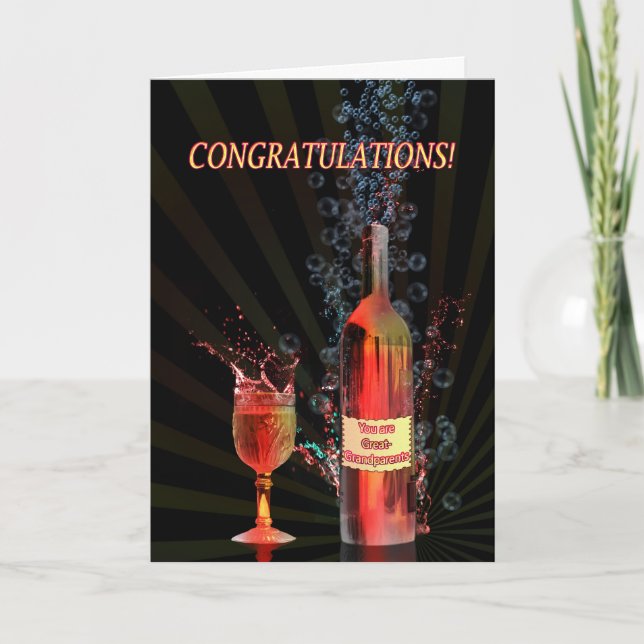Congratulations great-grandparents, splashing wine card (Front)