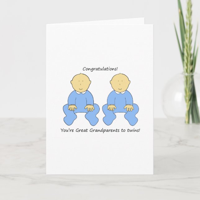 Congratulations Great Grandparents to Twin Boys Card (Front)