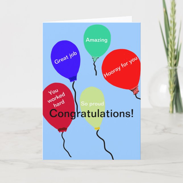 Congratulations Great Job Colourful Balloons Card (Front)