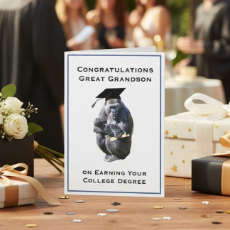 Congratulations GreatGrandson Degree Funny Gorilla Card