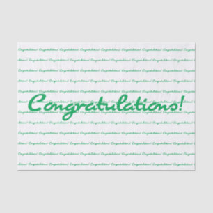 Congratulations! Green Casual Script Repeating Tissue Paper