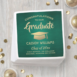 Congratulations Green Gold Modern Graduation Party Napkin
