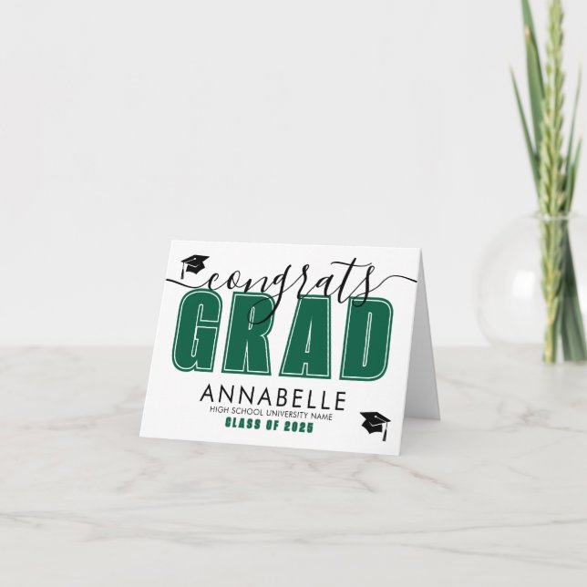 Congratulations Green Graduation Card (Front)
