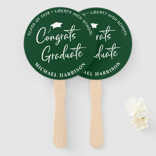 Congratulations Green Graduation Ceremony Hand Fan