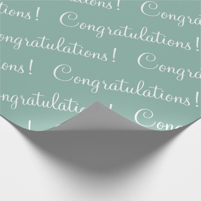 Congratulations Green Script Wedding Shower Wrapping Paper (Corner)