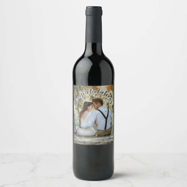 CONGRATULATIONS Grey OVERLAY TEXT Wine Label (Front)