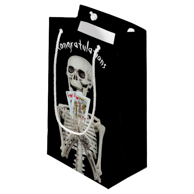 Congratulations Halloween Wedding Skeleton  Small Gift Bag (Front Angled)