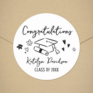 Congratulations Hand Drawn Doodle Class of 2026 Classic Round Sticker