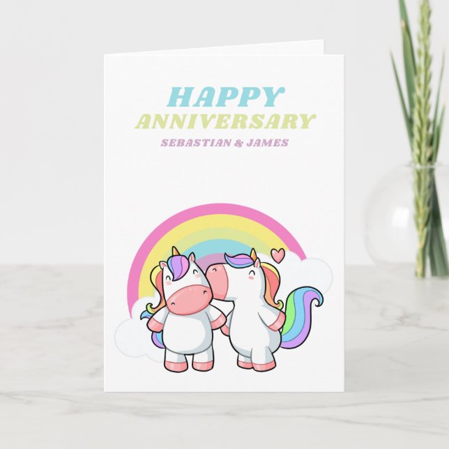 Congratulations Happy Wedding Anniversary Unicorn Card (Front)