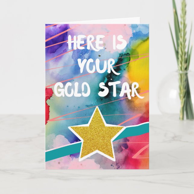 Congratulations Here is Your Gold Star Colourful Card (Front)