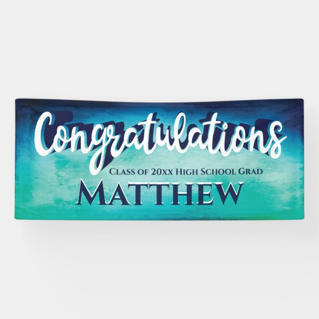 Congratulations High School Grad Modern Blue Banner (Horizontal)