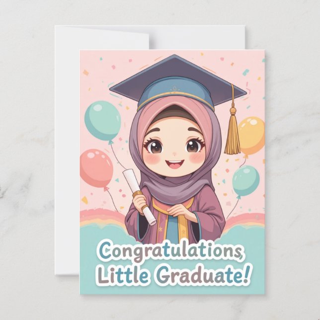 Congratulations Hijabi Girl – Elegant Graduation  Magnetic Invitation (Front)