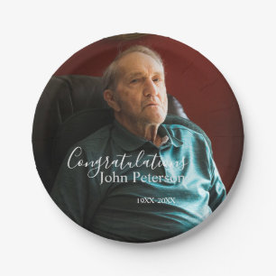 Congratulations home inauguration retirement name paper plate