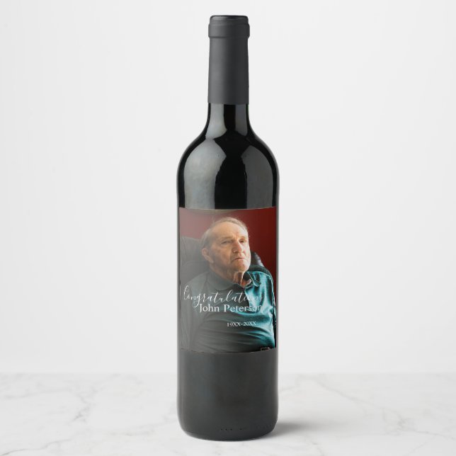 Congratulations home inauguration retirement name  wine label (Front)