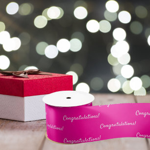 Congratulations hot pink white satin ribbon
