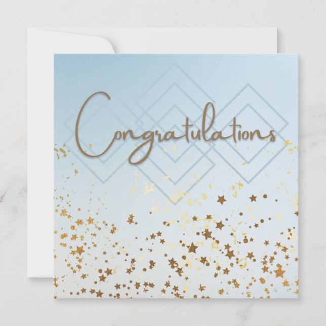 Congratulations in light blue and gold invitation (Front)