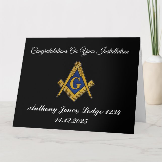 Congratulations Installation Master Mason Thank You Card (Front)