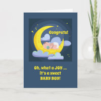 Congratulations It's a Baby Boy Moon Stars Joy