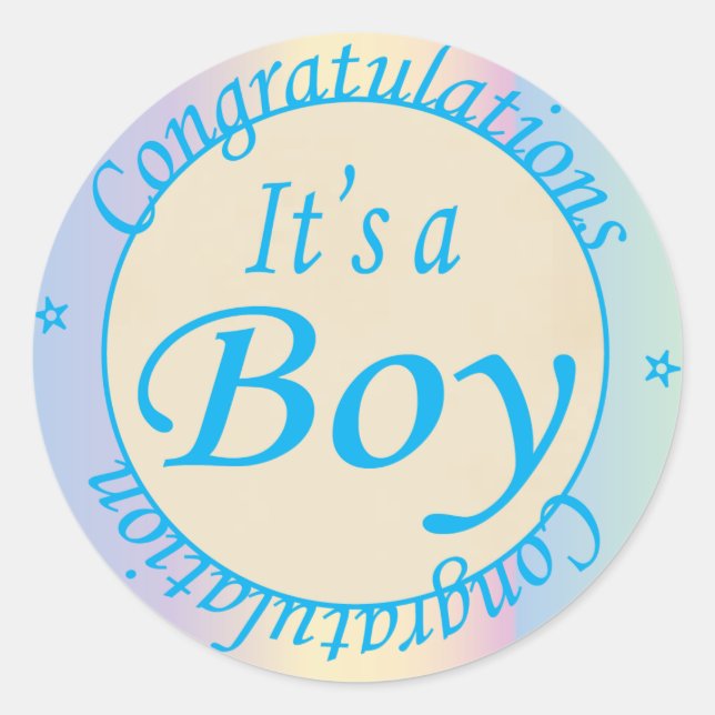 Congratulations, It's a Boy Classic Round Sticker (Front)
