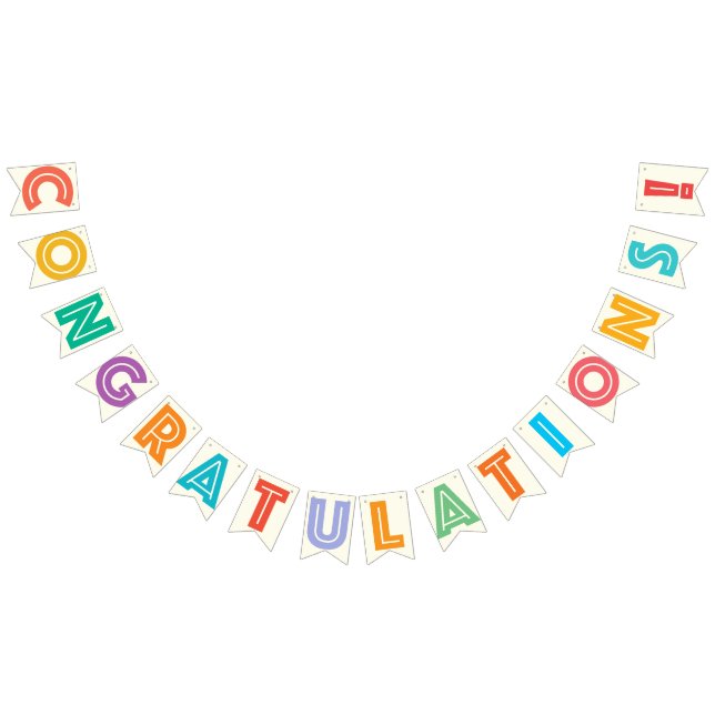 CONGRATULATIONS - IVORY WHITE & MULTICOLOR TEXT BUNTING  (All)