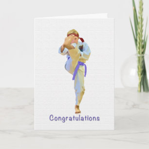 Congratulations, Karate Kicking Purple Belt Card
