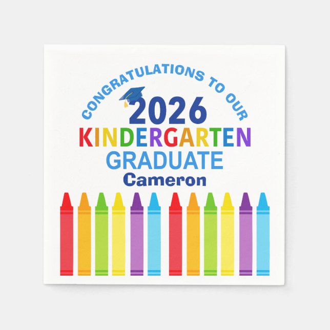 Congratulations Kindergarten Graduate Custom Party Napkin (Front)