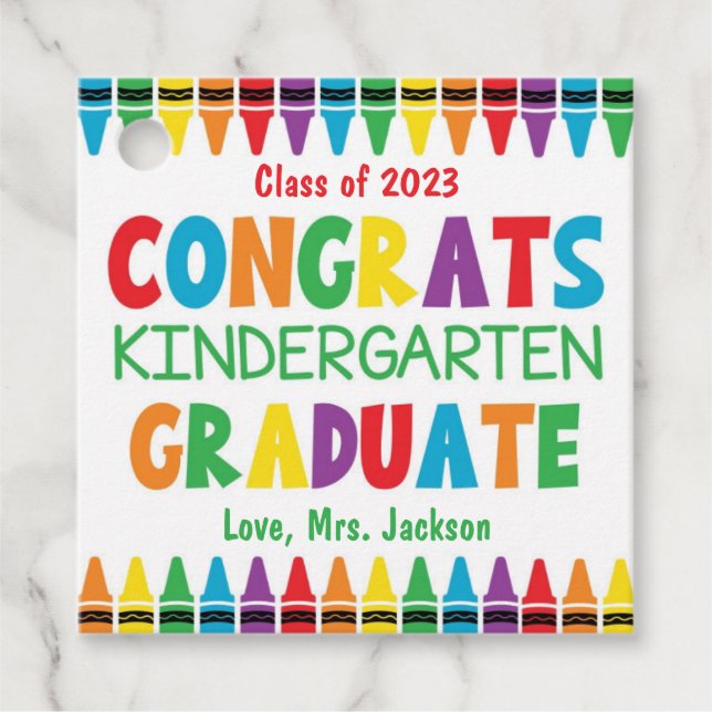 Congratulations Kindergarten Graduate Favour Tags (Front)