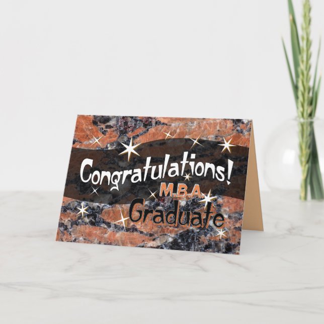 Congratulations M.B.A. Graduate Orange and Black Card (Front)