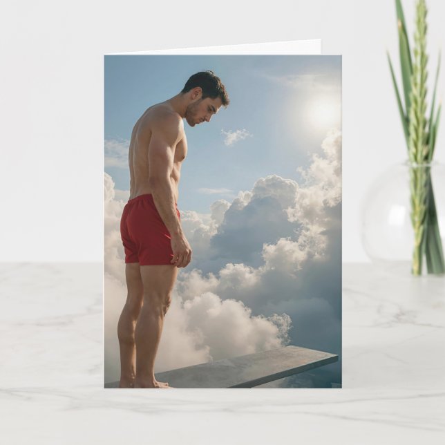 Congratulations Man on Diving Board Card (Front)
