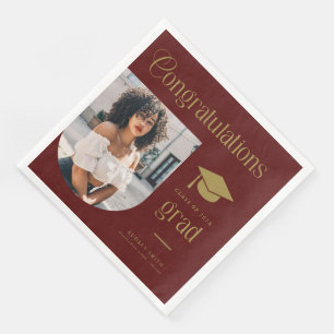 Congratulations Maroon Gold Grad Photo Arch Napkin