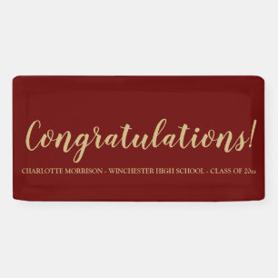 Congratulations maroon wine gold custom graduation banner