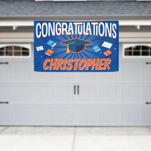 Congratulations Modern Blue School Graduation Banner
