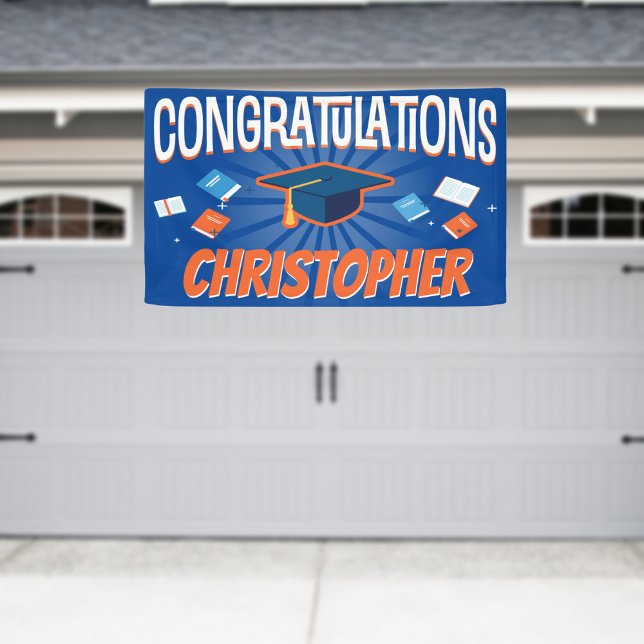 Congratulations Modern Blue School Graduation Banner (Creator Uploaded)