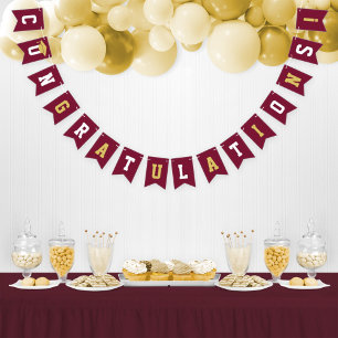 Congratulations Modern Burgundy Gold Graduation Bunting