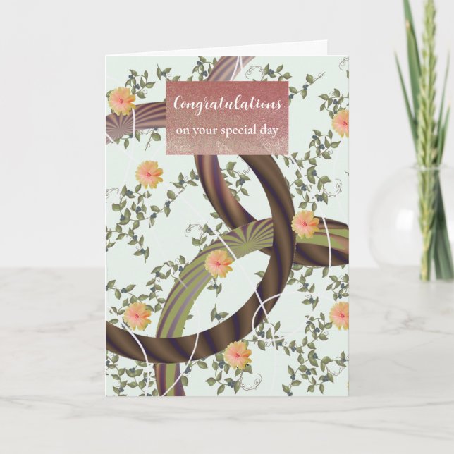 Congratulations Modern Floral Twist Card (Front)