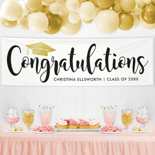 Congratulations Modern Gold Custom 2024 Graduation Banner
