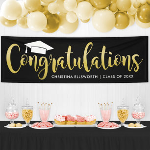 Congratulations Modern Gold Custom Graduation Banner