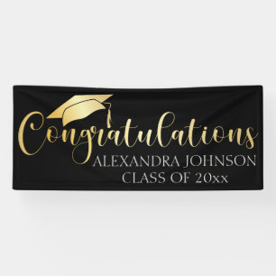 Congratulations Modern Gold Custom Year Graduation Banner