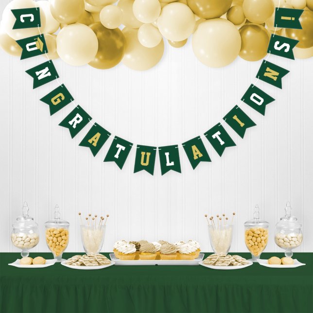 Congratulations Modern Green and Gold Graduation Bunting (Creator Uploaded)
