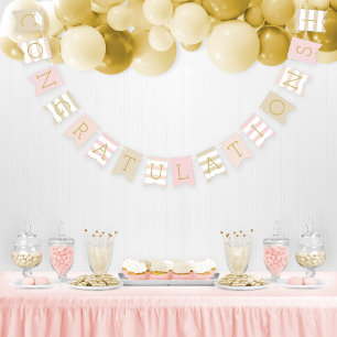 Congratulations Modern Pink Gold Graduation Party Bunting