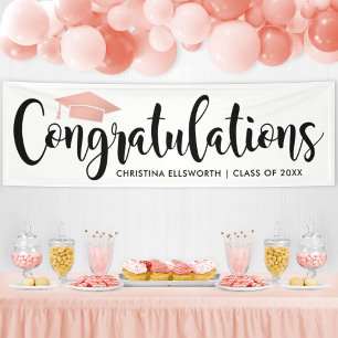 Congratulations Modern Rose Gold 2024 Graduation Banner