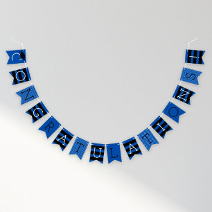 Congratulations Modern Royal Blue Graduation Party Bunting