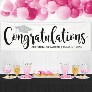 Congratulations Modern Silver 2024 Graduation Banner