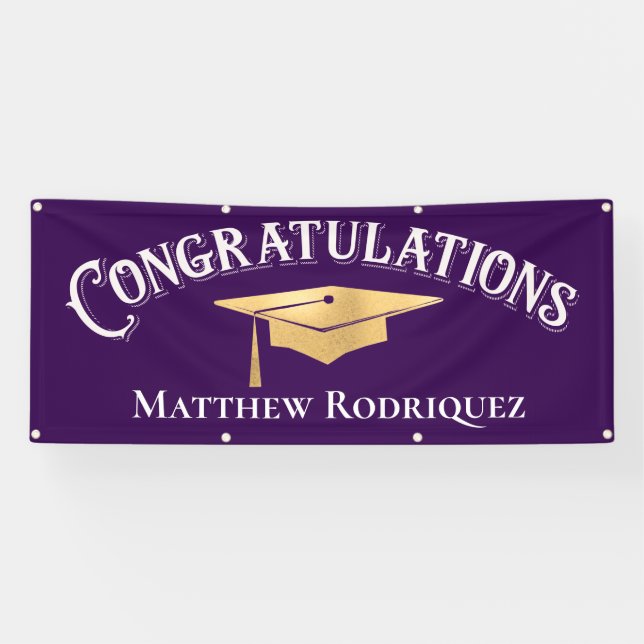 Congratulations Modern Simple Purple Graduation  Banner (Horizontal)